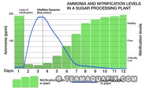 graph portraying nitrifying growth in sugar processing plant